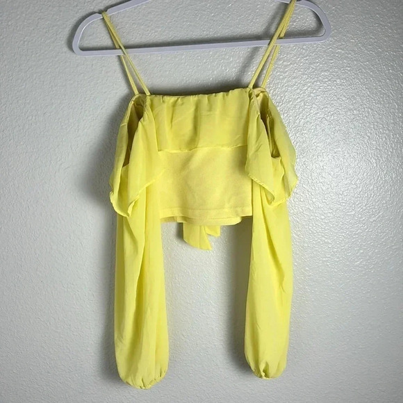 Privy Yellow Long Sleeve Open Shoulder Top - Picture 7 of 7